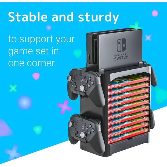 Game Storage Tower for Nintendo Switch - Game Disk Rack, Controller Organizer - Picture 2 of 9